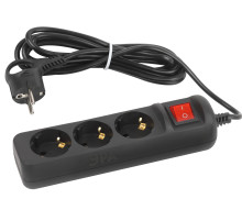 ЭРА Удлинитель электрический UX-3es-3m-B с заземлением с выключателем 3 розетки 3 м ПВС 3x0,75мм2 10А черный