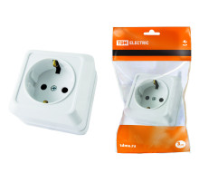 TDM Розетка 2П+3 открытой установки IP20 16А 250В (керамика) белая 
