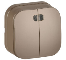 IEK GLORY Выключ. 2-кл. с инд. о/у 10А ВС20-2-1-ХШм шамп. м.