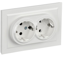 IEK BRITE Белый Розетка 2-м с/з без защ штор 16А в сборе РС12-3-БрБ