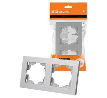 TDM Рамка 2-х постовая серебр. металлик 