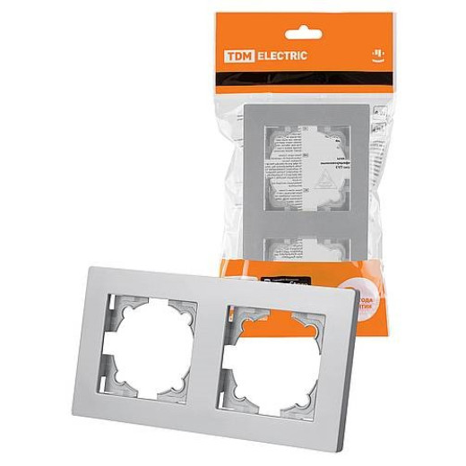 Рамка 2-х постовая серебр. металлик 