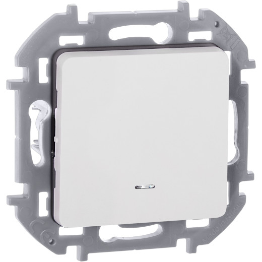 Переключатель одноклавишный с подсветкой/индикацией - Legrand/Daccord Inspiria - 10АХ 250В безвинтовые зажимы - белый