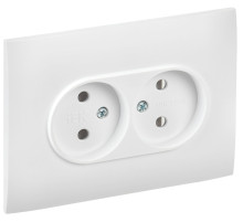 IEK SKANDY Арктический белый Розетка 2-ая б/з 10А в сборе SK-R10W