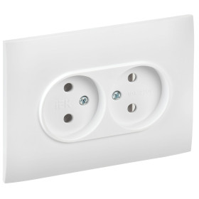 IEK SKANDY Арктический белый Розетка 2-ая б/з 10А в сборе SK-R10W