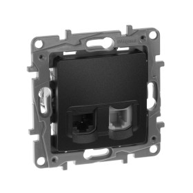 Legrand Etika Антрацит Розетка тел.+ комп. (RJ11+RJ45) 5 кат. UTP.