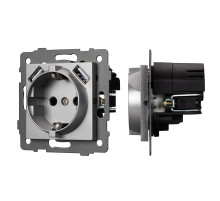 Arlight Механизм розетки с USB зарядкой SCT-MUAA-PL-GR-V (250V, 16A) (-)