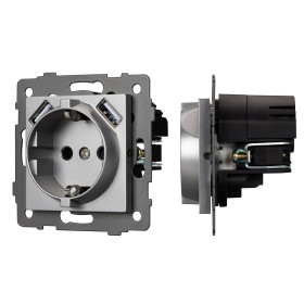 Arlight Механизм розетки с USB зарядкой SCT-MUAA-PL-GR-V (250V, 16A) (-)