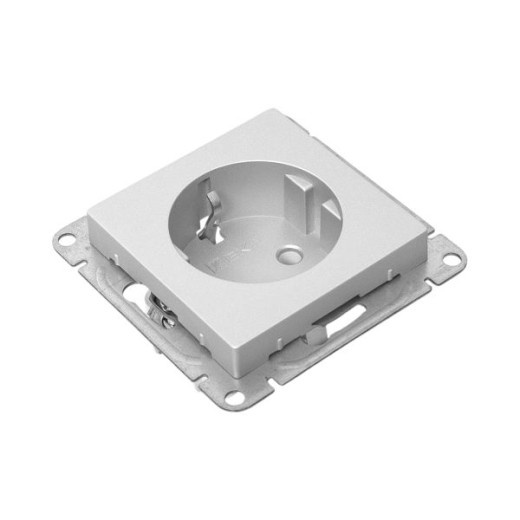 Механизм розетки, 16А, с заземлением, без шторок, алюминий Эпика EKF