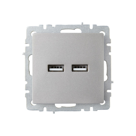 BRITE Роз. USB A+A 3,1А РЮ10-1-БрС сталь IEK