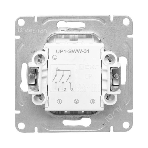 Механизм выключателя, трёхклавишный, алюминий Эпика EKF