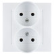 Simon 15 Белый Розетка 2-я б/з литая (в сборе с рамкой)