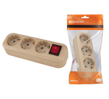 TDM Колодка розеточная 3 гнезда 2П+3 с выключателем16А 250В 