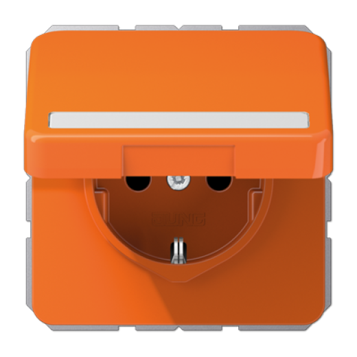 Штепсельная розетка SCHUKO 16A 250V~ с полем для надписи и защитой от влажности, оранжевая