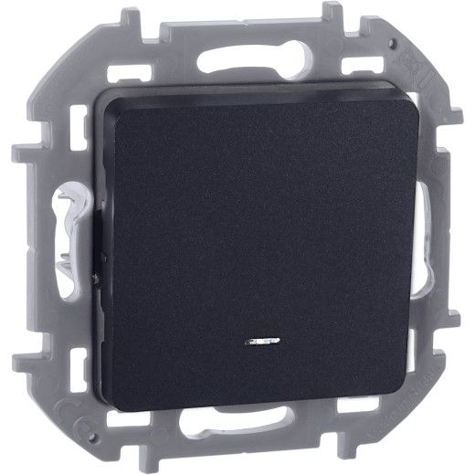 Выключатель одноклавишный с подсветкой/индикацией - Legrand/Daccord Inspiria - 10АХ 250В безвинтовые зажимы - антрацит