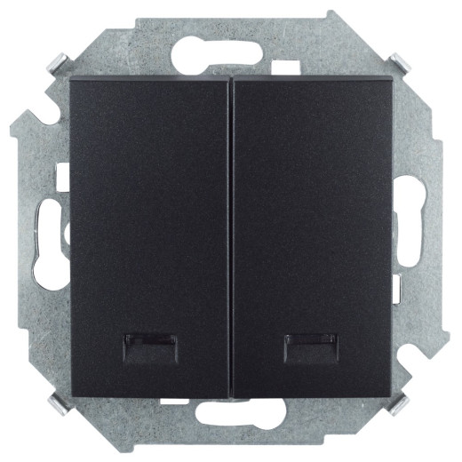 Выключатель двухклавишный с подсветкой, 16А, 250В, винтовой зажим, графит