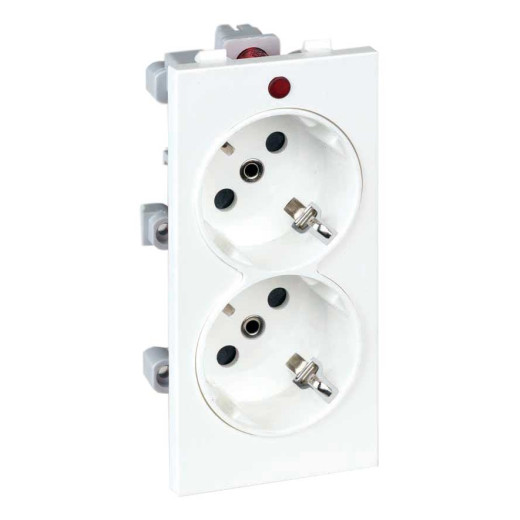 Simon 2 розетки 2к+з Schuko с заземлением, 16А, 250В, S-модуль 52x108 мм