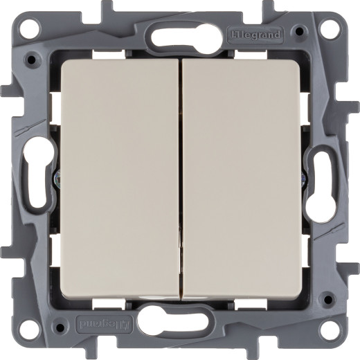 Выключатель двухклавишный - Legrand Etika - 10А 250В безвинтовые зажимы - слоновая кость