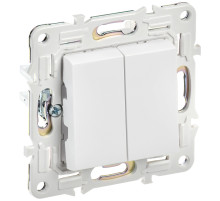 IEK SKANDY Арктический белый Выключатель 2-клавишный проходной 10А SK-V05W
