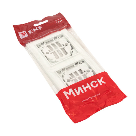 Минск Рамка 2-местная вертикальная белая EKF Basic