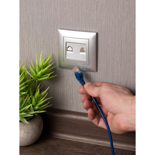 Валенсия лицевая панель розетки RJ-45 1-местная сталь EKF PROxima