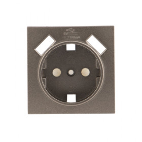 EKF PROxima Валенсия лицевая панель розетки 1-местной с/з 16А графит с защ. штор. с 2 USB 2,1А.