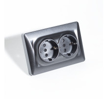 Розетка электрическая 2x2К+З, 16А, 220-250V (антрацит)