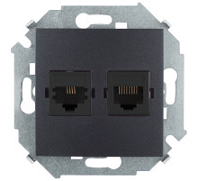 Simon 15 Графит Розетка телефонная RJ11+ компьютерная RJ45 кат.5е, Systimax