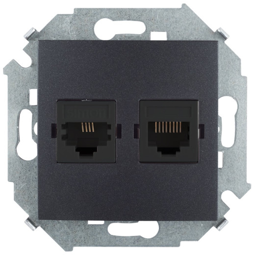 Розетка телефонная RJ11+ компьютерная RJ45 кат.5е, Systimax, графит