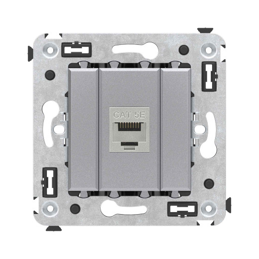 Компьютерная розетка RJ-45 без шторки в стену, кат.5e одинарная экранированная, Avanti, закаленная сталь