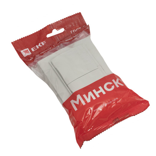 Минск Розетка 2-местная СП с/з с крышкой 16А белая с защ. штор. IP44 EKF