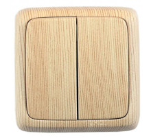 Hegel Альфа наруж Сосна ВА16-155-02 Выключатель 2-клавишный с монт. пластиной