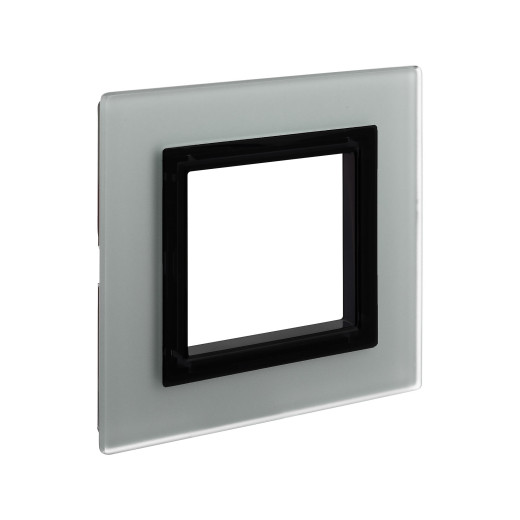 Рамка из натурального стекла 1 пост (2 мод.), Avanti, светло-серая