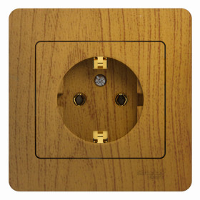 Systeme Electric Glossa Дерево Дуб Розетка с/з (в сборе с рамкой)