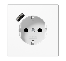 JUNG Schuko Белый Розетка 2К+З 16А 250В~, с разъемом USB Typ A