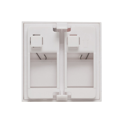 Вставка розеточная TERACOM PRO 45x45мм формат Mosaic на 2 модуля Keystone со шторками и маркерами белая