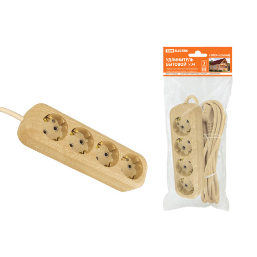 Удлинитель бытовой У04 4 гнезда, 5метров,2П+3, ПВС 3х1мм2 