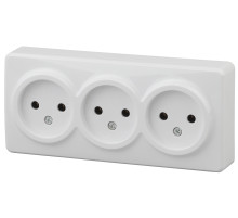 ЭРА Розетка Эксперт 11-2207-01 тройная 3х2P 16A-250В IP20 ОУ горизонт. белый