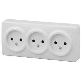 ЭРА Розетка Эксперт 11-2207-01 тройная 3х2P 16A-250В IP20 ОУ горизонт. белый