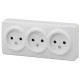 Розетка ЭРА Эксперт 11-2207-01 тройная 3х2P 16A-250В IP20 ОУ горизонт. белый
