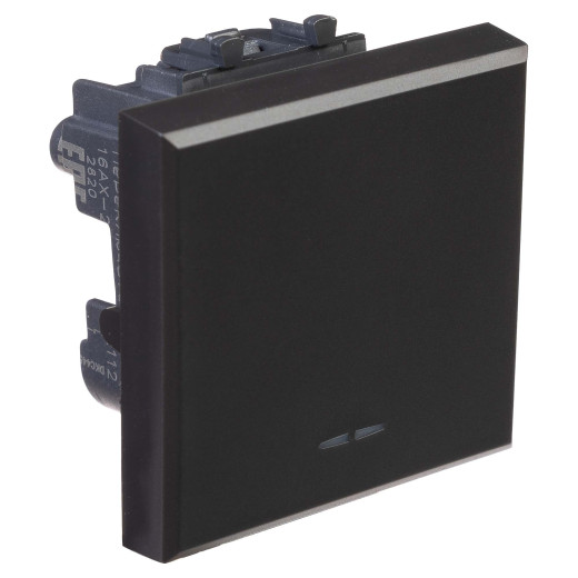 Переключатель одноклавишный модульный, Avanti, черный матовый, 2 модуля