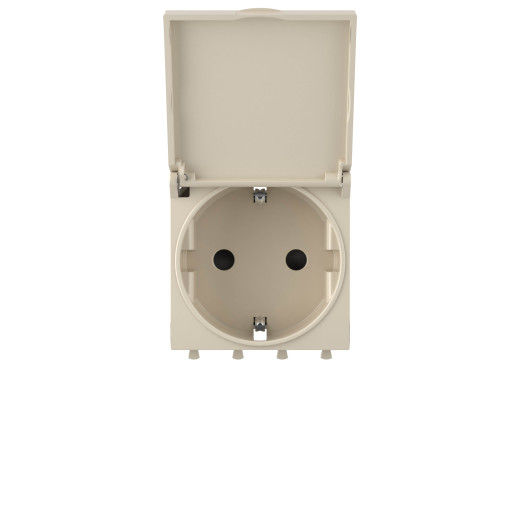 Розетка с крышкой модульная, 2P+E, с з/ш, Avanti, ванильная дымка, 2 модуля