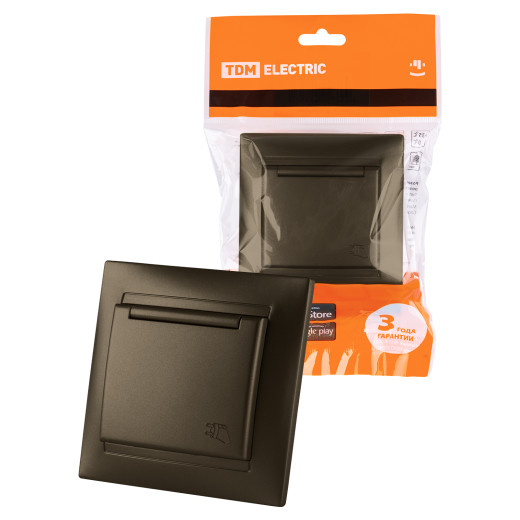 Розетка 2П+З 16А 250В  IP44 с крышкой бронза 