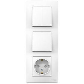Systeme Electric Blanca внутр Бел Блок: Розетка з/к шт 16А, 250В+выкл 1кл.+выкл 2кл.