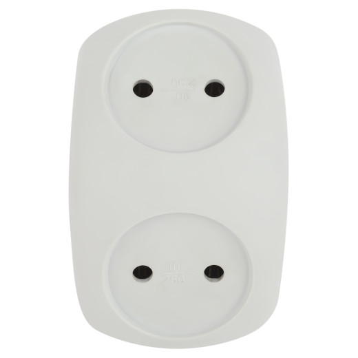 Разветвитель электрический ЭРА SPx-2-W на 2 розетки без заземления 10А белый