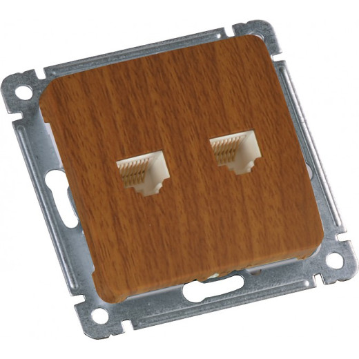 РСКТ-440-05 Розетка компьютерная и телефонная скрытой установки, механизм, цвет дуб