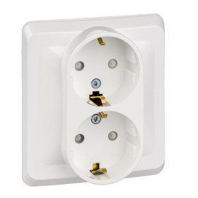 Systeme Electric Этюд Бел Розетка 2-ая с/з с защитными шторками