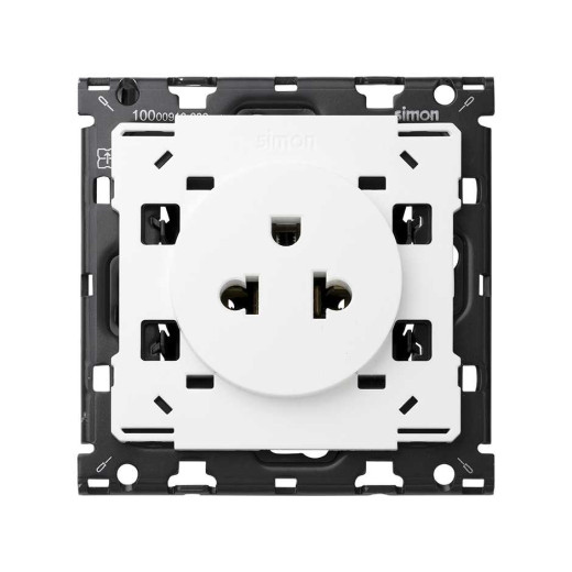 Simon 100 Белый глянец Евро-американская розетка 16A 250В~