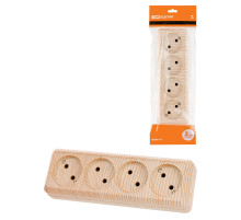 TDM Розетка 4-х местная горизонтальная 2П открытой установки IP20 10A сосна 