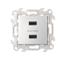 Simon 24 Алюминий Зарядное устройство 2хUSB 5В 2.4A 230В~